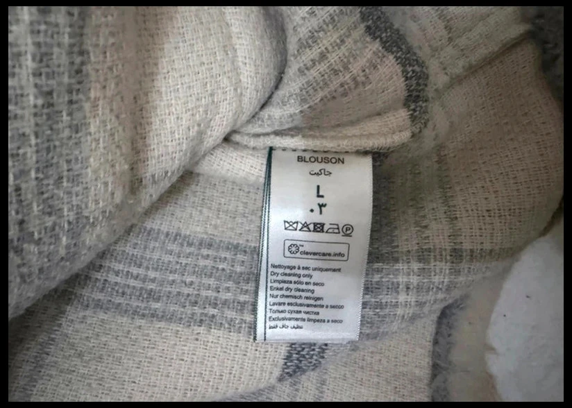 Sobrecamisa gruesa a cuadros gris marfil Jules 30% lana shacket hombre L – photo 8